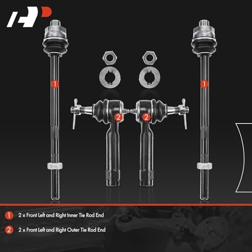 4Pcs Front Inner & Outer Tie Rod Ends Kit, Fit For Chevy & GMC & Cadillac -