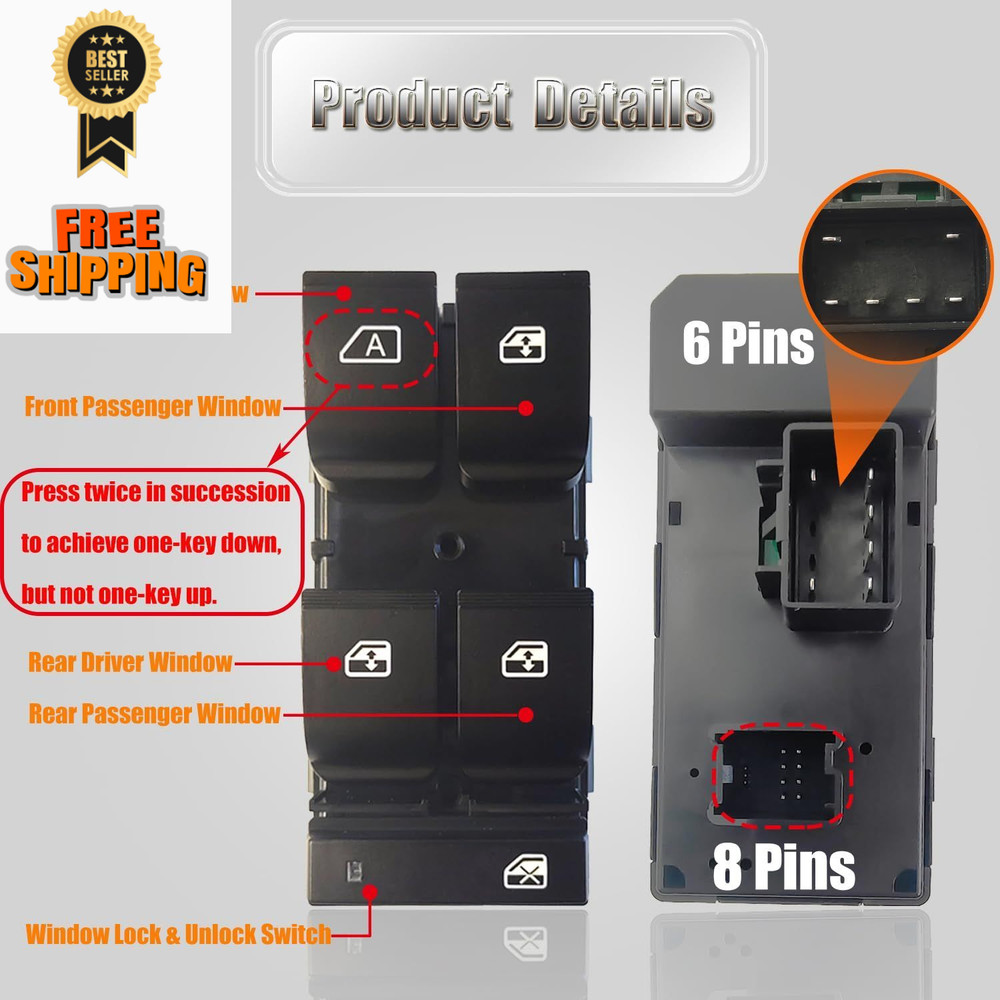 20945129 Driver Side Master Window Control 1 Switch, Blue