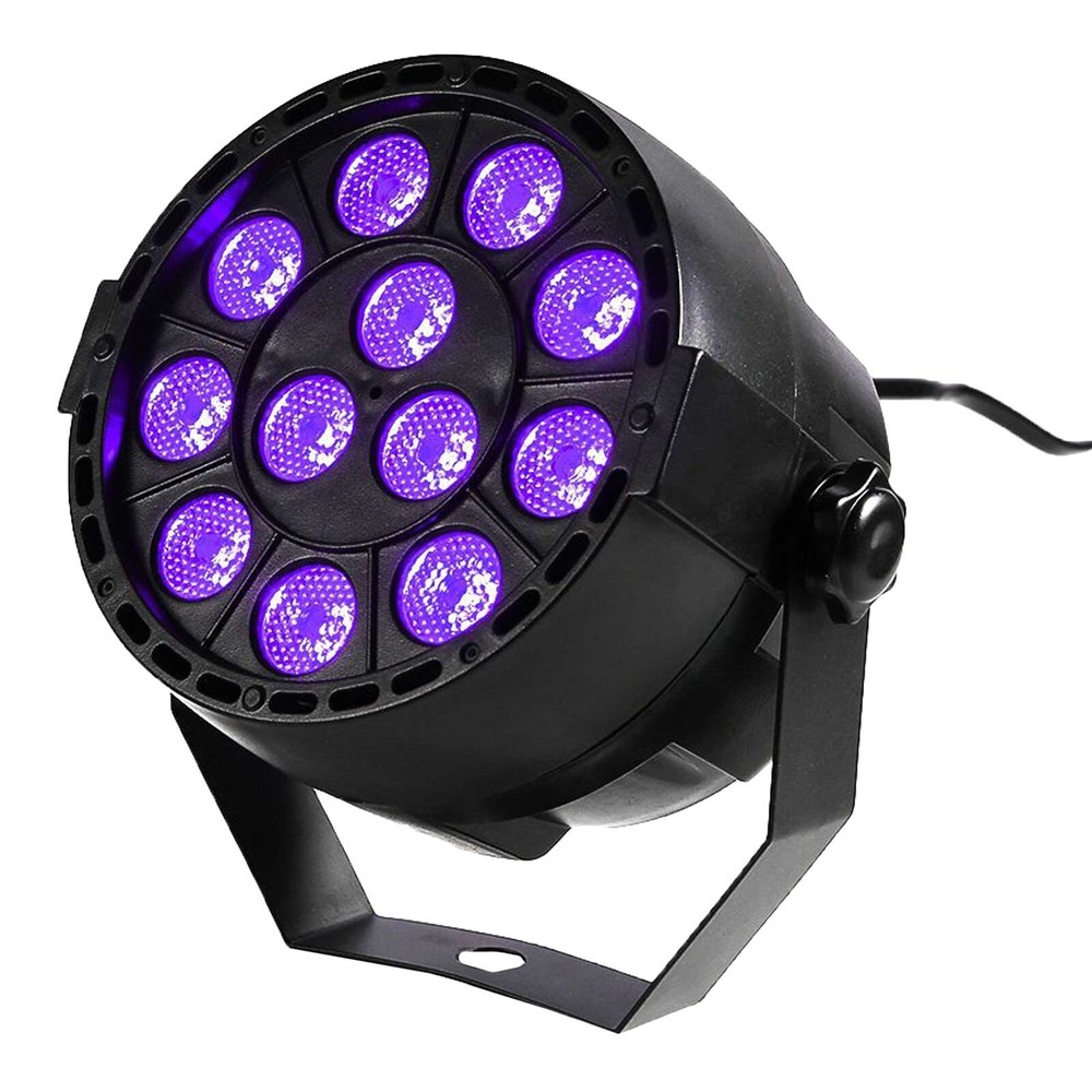Eliminator Mini Par UV LED Effect Par Lights (8 Pack) + Case + Clamps + Cables