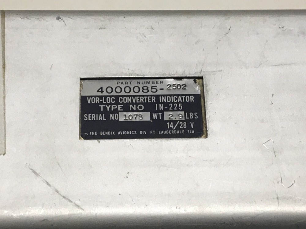 Bendix IN-225 VOR-LOC Convertor Indicator #1
