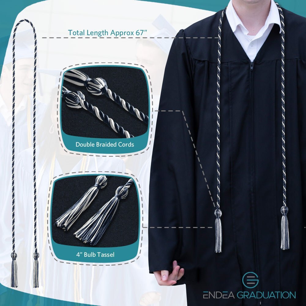 Endea Graduation Single Honor Cord Navy Blue/White