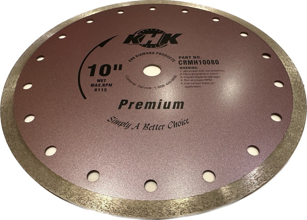 10" x .080" Premium Continuous Rim Marble Blade, Wet Cut