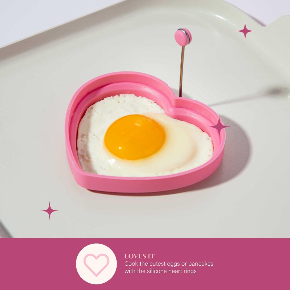 Paris Hilton Breakfast Ceramic Nonstick Cookware Set, Includes Square Griddle, M