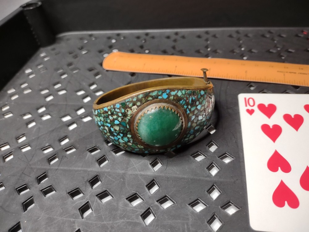 Super Cool 7 Inch Old Brass Hinged Bangle Bracelet