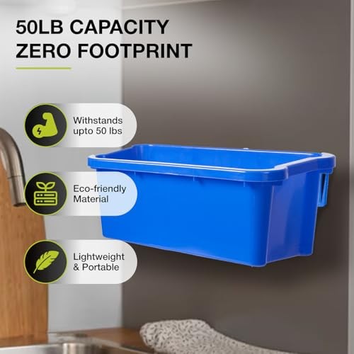 Recycle Bin Wall Mount (2 Pack), Blue Bin Hanger for Garage Organization,