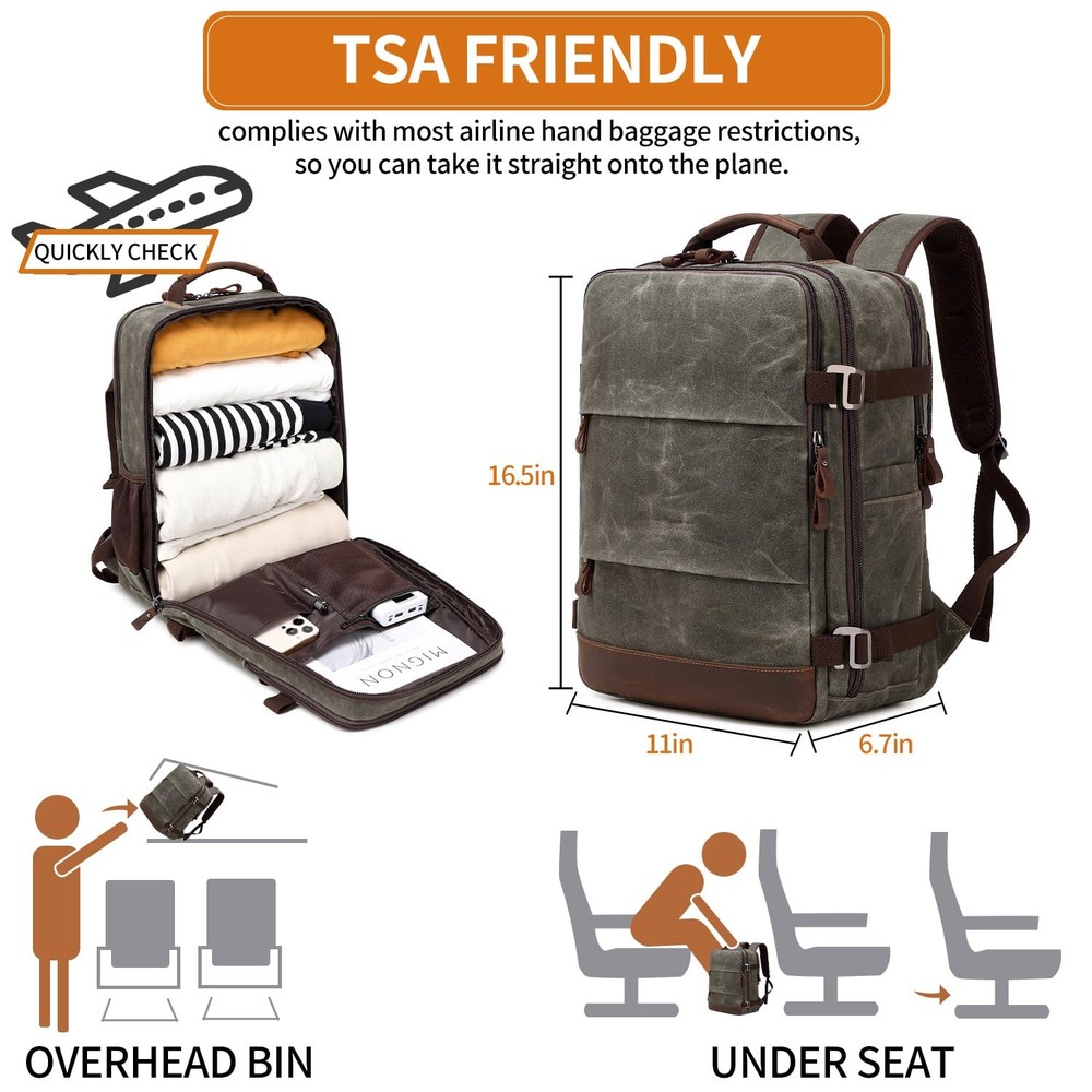 Travel Backpack for Men Carry On Backpack Flight Approved Personal Item Backp...