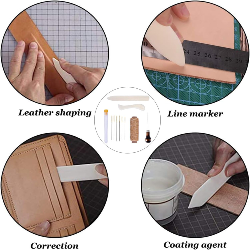 11 Pieces Bookbinding Kit Starter Tools Set Bone Folder Paper Creaser, Waxed Thr
