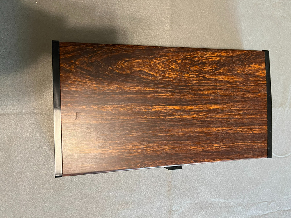 Vintage KENCO Metal Slide Cube Storage Box, missing handle