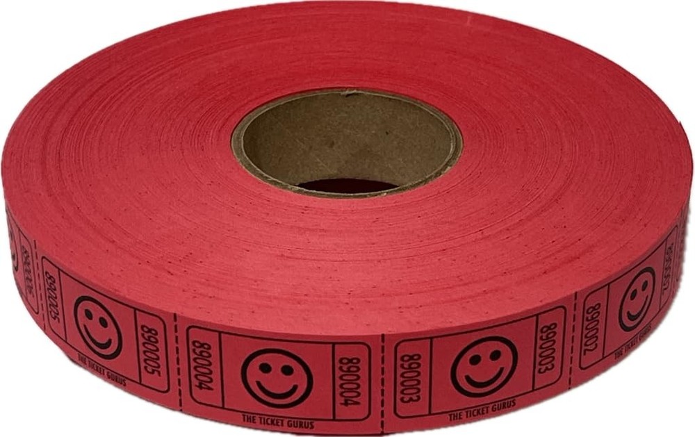 The Ticket Gurus-2000 Red Smile Tickets Single Roll Consecutively Numbered Ra...