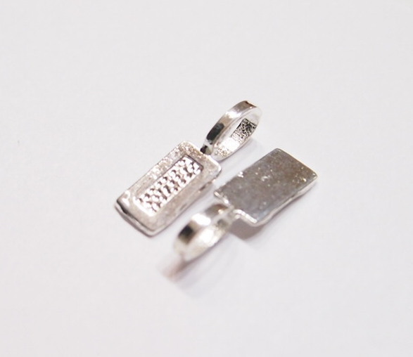 20 Medium Silver Plated Rectangle Glue Bails, 4 Pendants, Cameos, Cabs or Glass