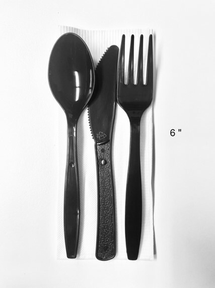 Plastic Cutlery Packets Individually Wrapped Knife Fork Spoon Napkin 20 Sets
