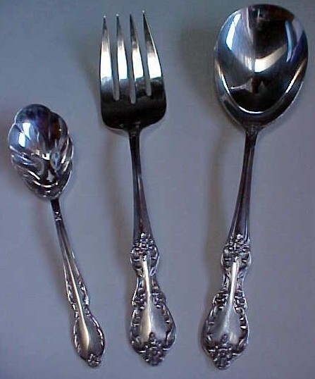 Rogers Serving Spoon Meat Fork Scalloped Slotted Spoon