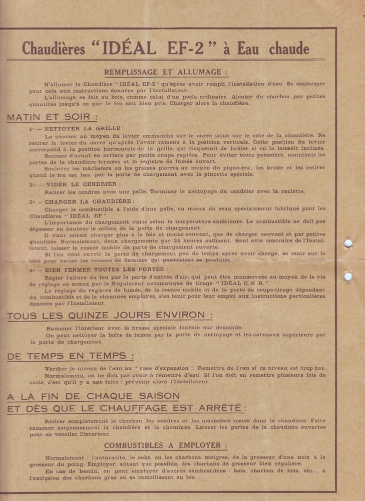 RARE MANUAL *IDEAL BOILER DRIVING INSTRUCTIONS EF-2* (1930s)