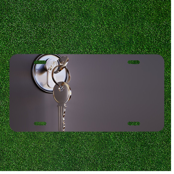 Custom Personalized License Plate Auto Tag With Key In Lock Add Names Design