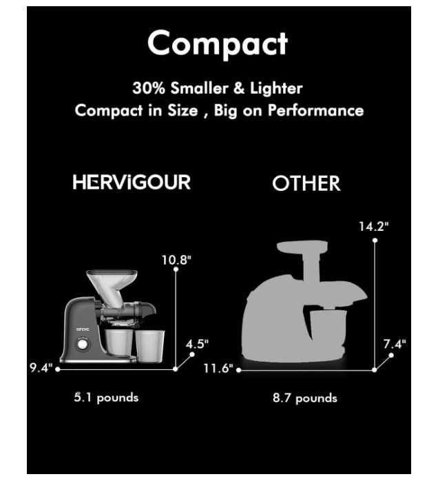 SiFENE Cold Press Juicer Machine, Compact Single Serve Slow Masticating Juicer..