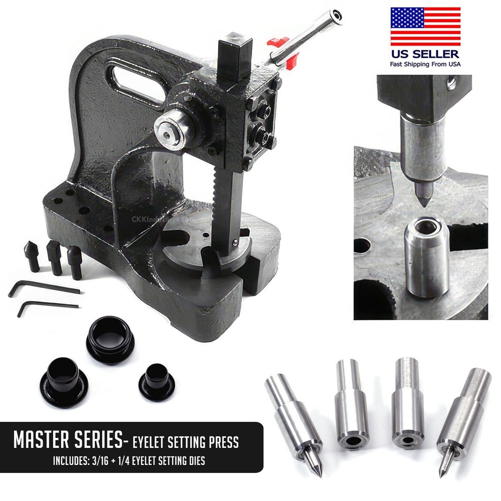 Master Series- Eyelet Setting Press - Includes: 3/16 + 1/4 Eyelet Setting Dies