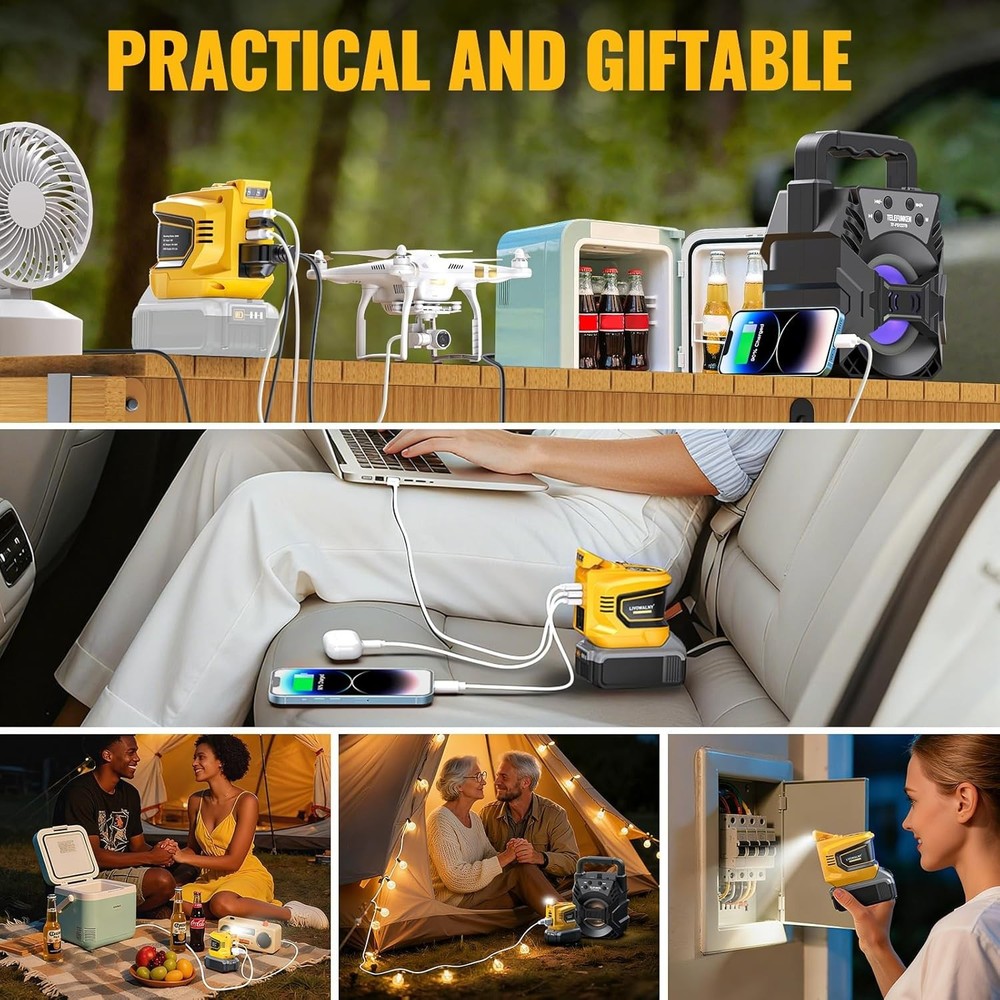 200W Battery Powered Inverter - AC Output, USB & Type-C for On-the-Go Charging