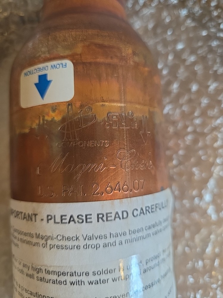 1.5 In Copper Liquid Check Valve *WE*SHIP*TODAY*