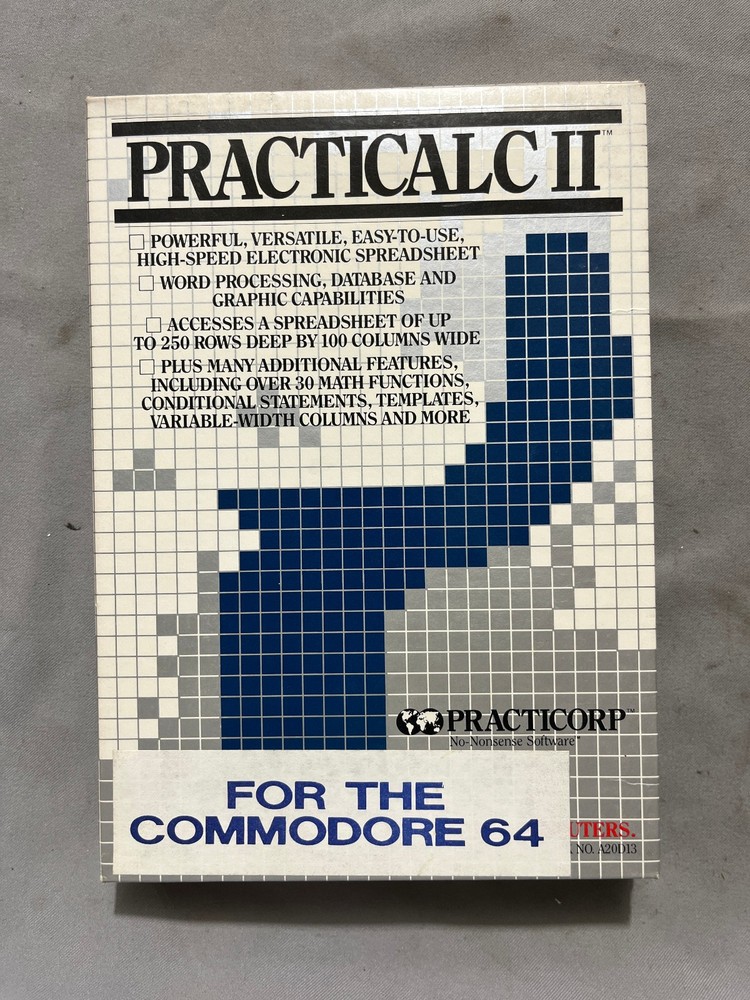 Vintage PRACTICALC II Practicorp Spreadsheet S. Ruby Commodore 64 Disk Box 1984