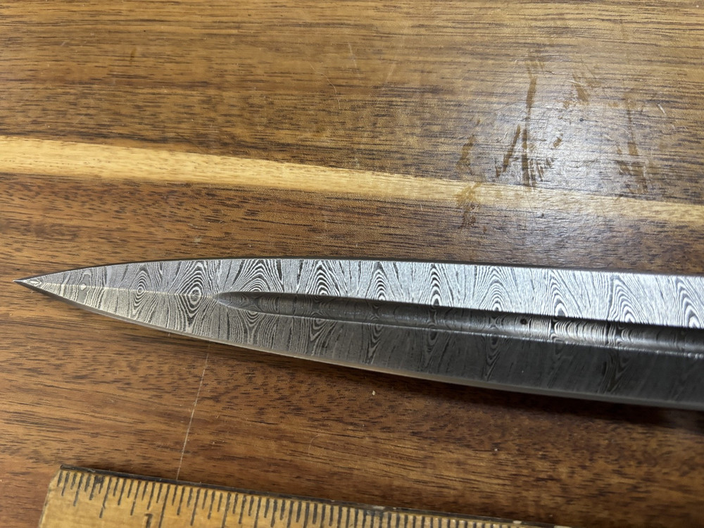 LARGE TOAD STICKER DAMASCUS DIRK DAGGER CUSTOM UNBRANDED W/SHEATH KDU