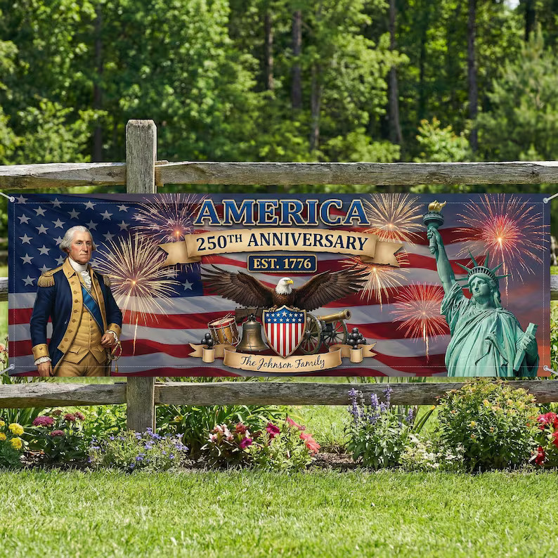 Personalized America 250th Anniversary Banner Custom