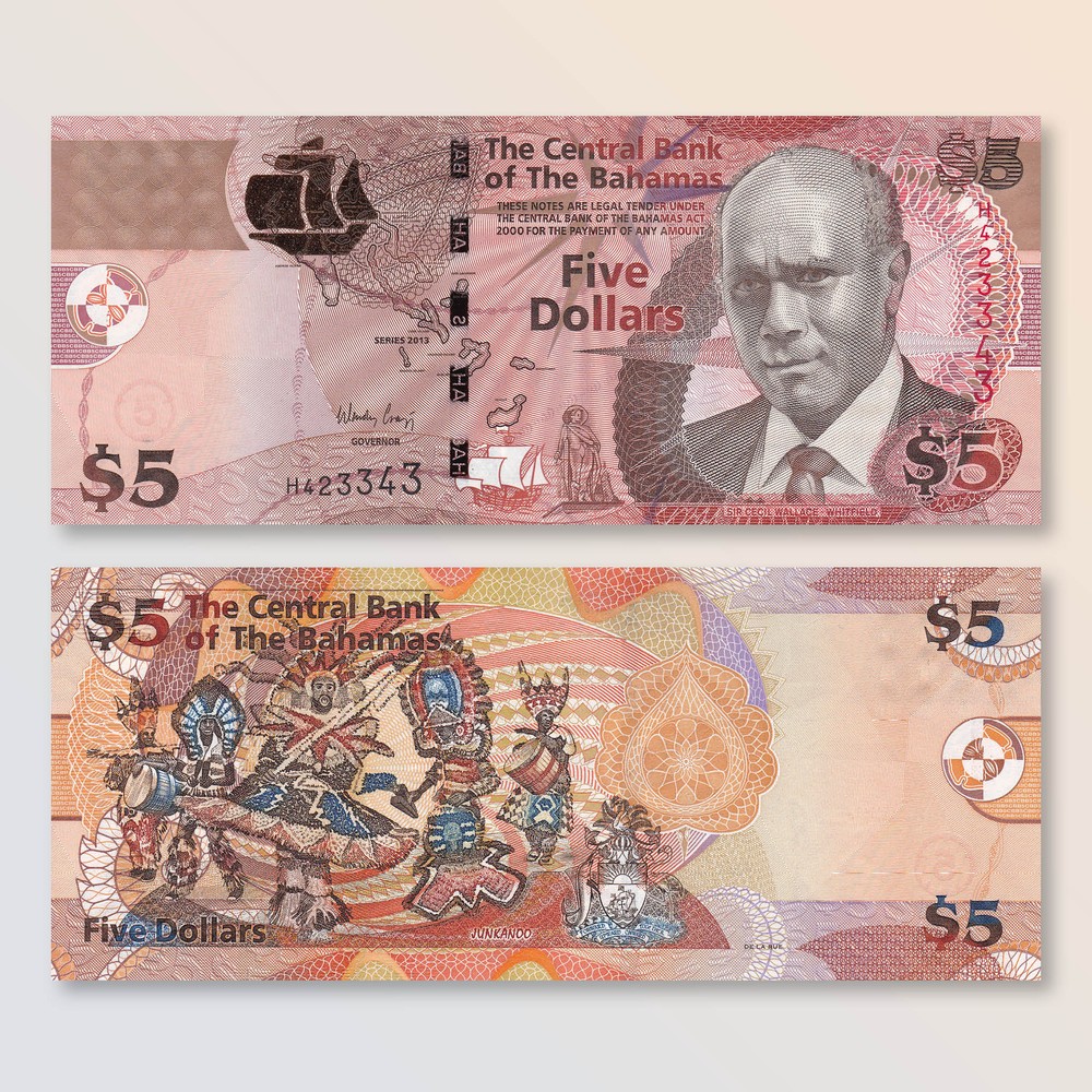 Bahamas 5 Dollars, 2013, B345a, P72A, UNC