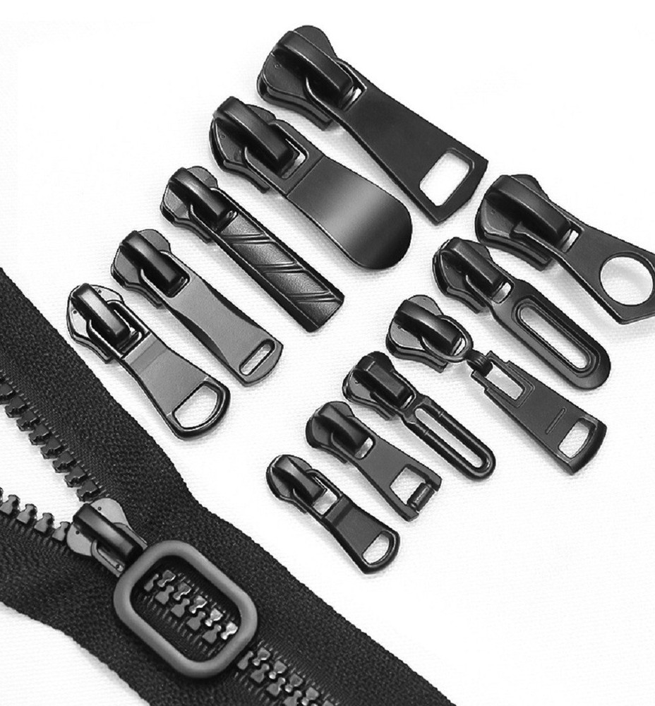 12 Pack Zipper Slider Replacement Kit Metal Easy Install Pull Repair Jackets