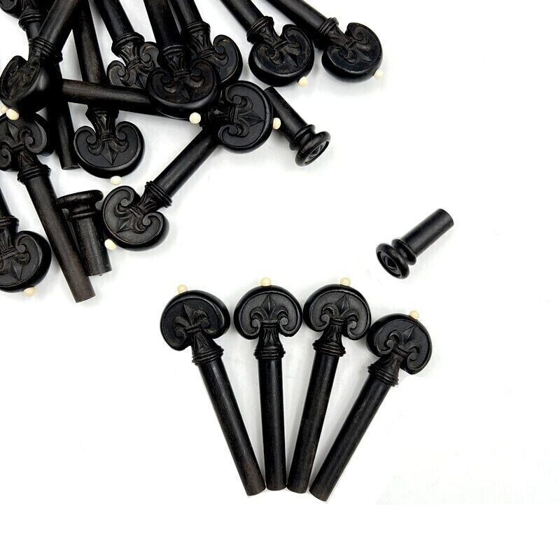 4pcs Ebony Carved Violin Pegs,Engraved pattern Violin Peg String tuning Pin