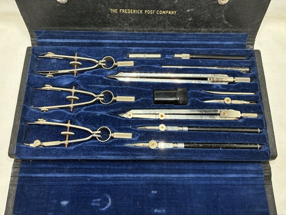 Fredrick Post Draftsmaster 1130C Drafting Compass Set W/Case Germany Complete