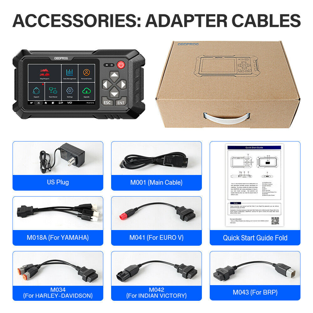 Motorcycle OBD2 Scanner All System Diagnostic Code Reader Idle Adjustment Reset