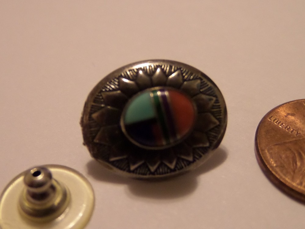 SIGNED Q.T. STERLING SILVER MULTI STONE EARRINGS