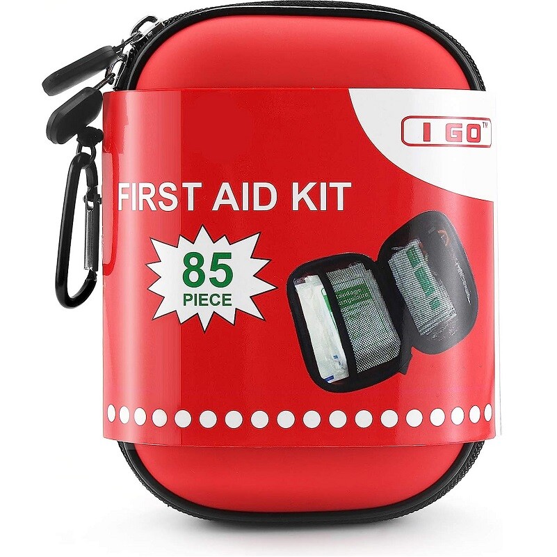 I GO 85 Pieces Hard Shell Mini Compact First Aid Kit Small Emergency Survival