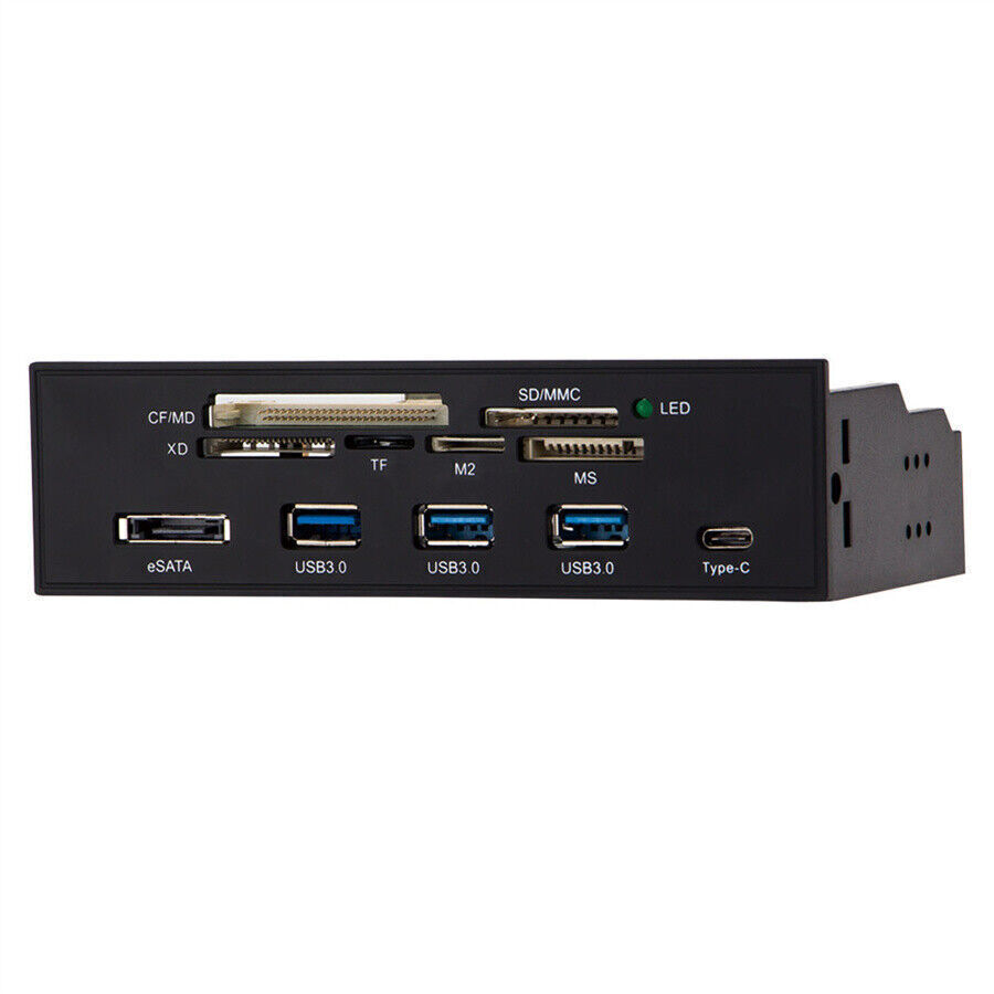 5.25" PC Computer Front Panel USB Card Reader USB 3.0 Type-C eSATA MD SD MMC TF