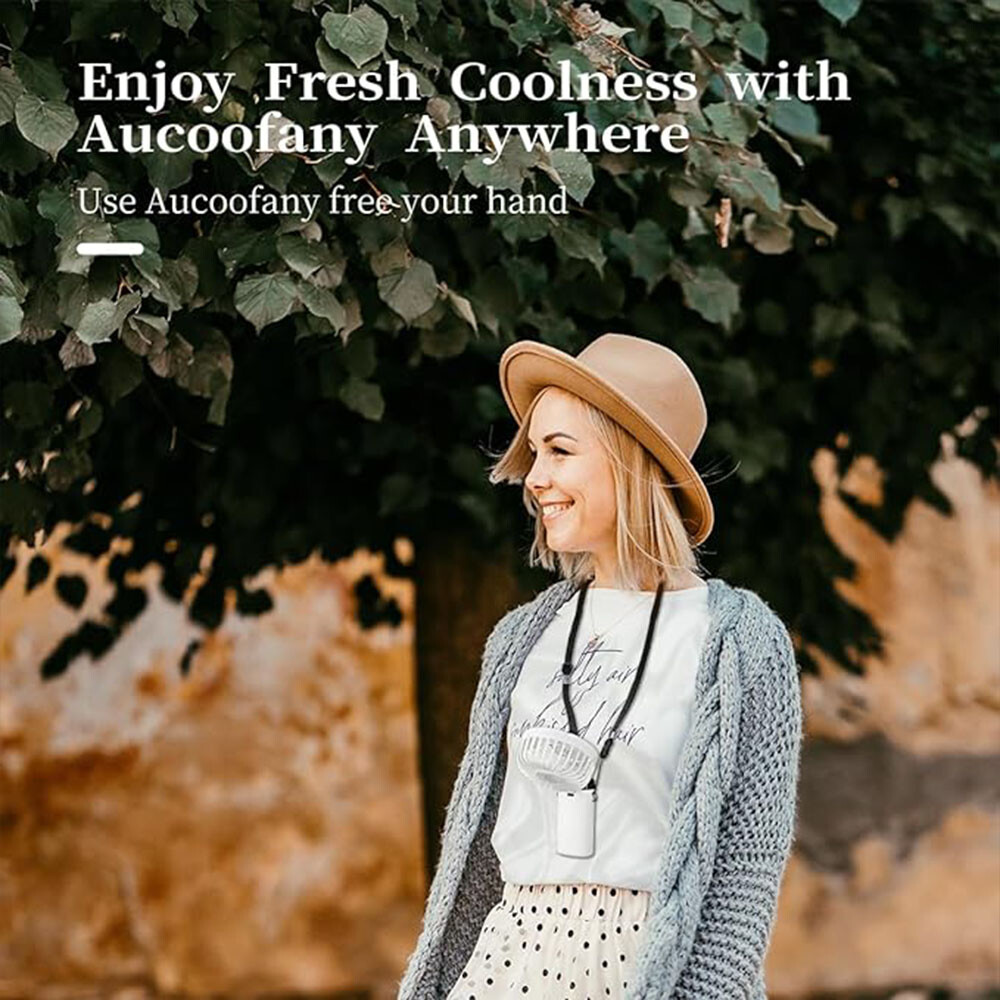 White Mini Handheld Fan USB Rechargeable Digital Display,5 Wind Modes,Foldable