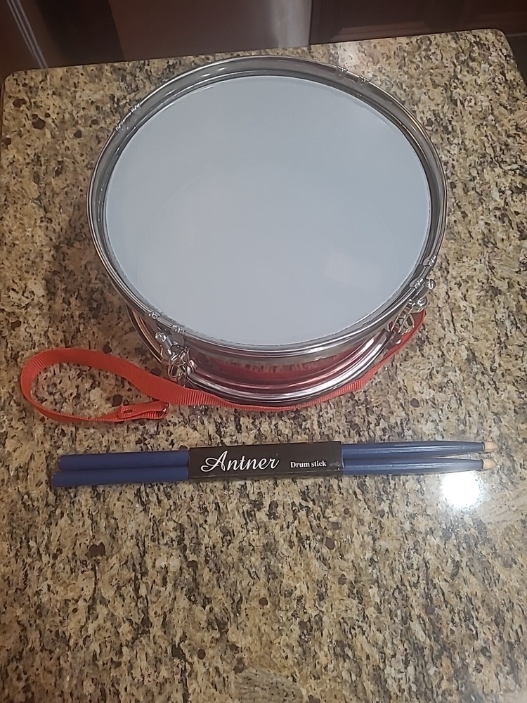 Red Snar Drum With Harness And Drum Sticks