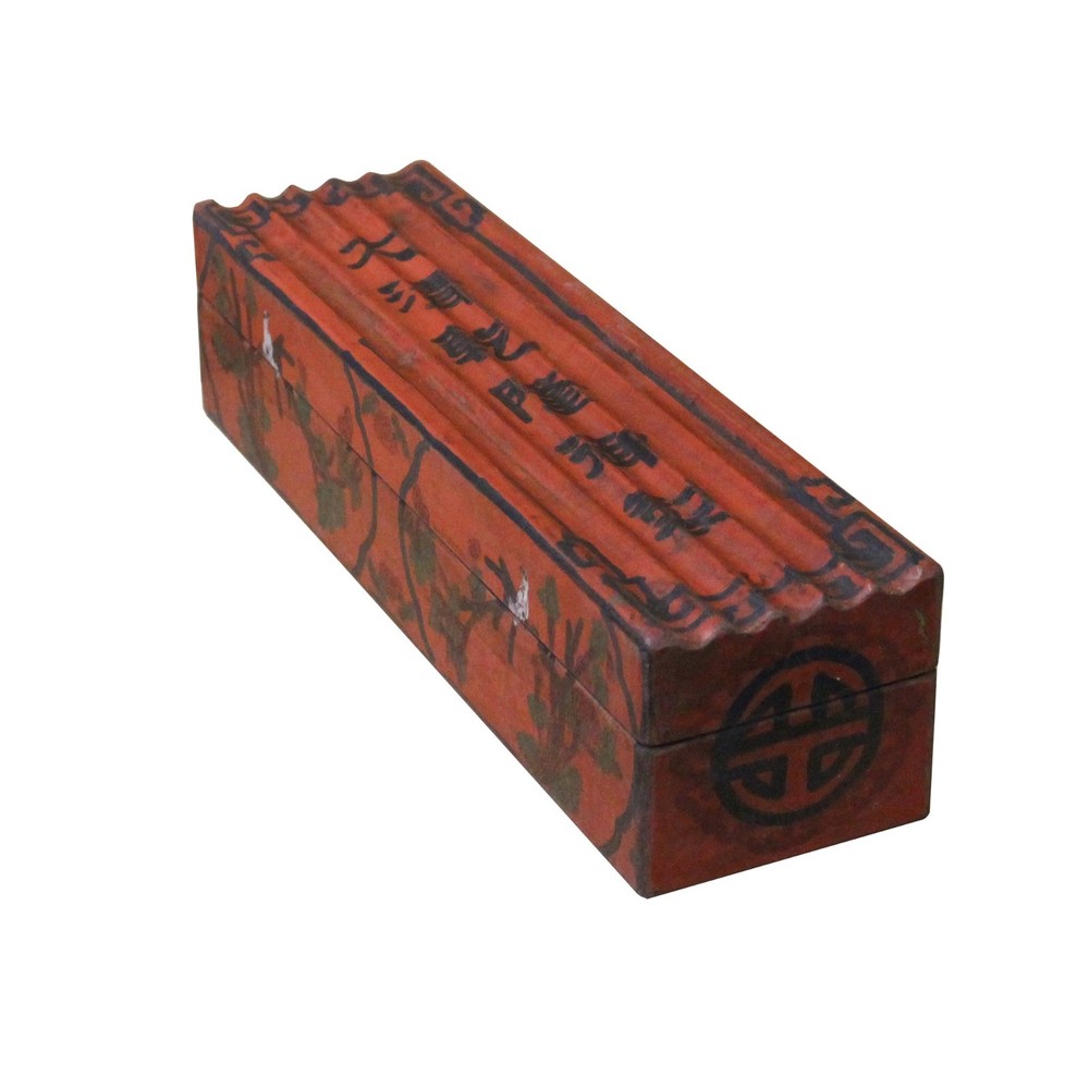 Chinese Distressed Red Characters Graphic Rectangular Shape Box cs4641