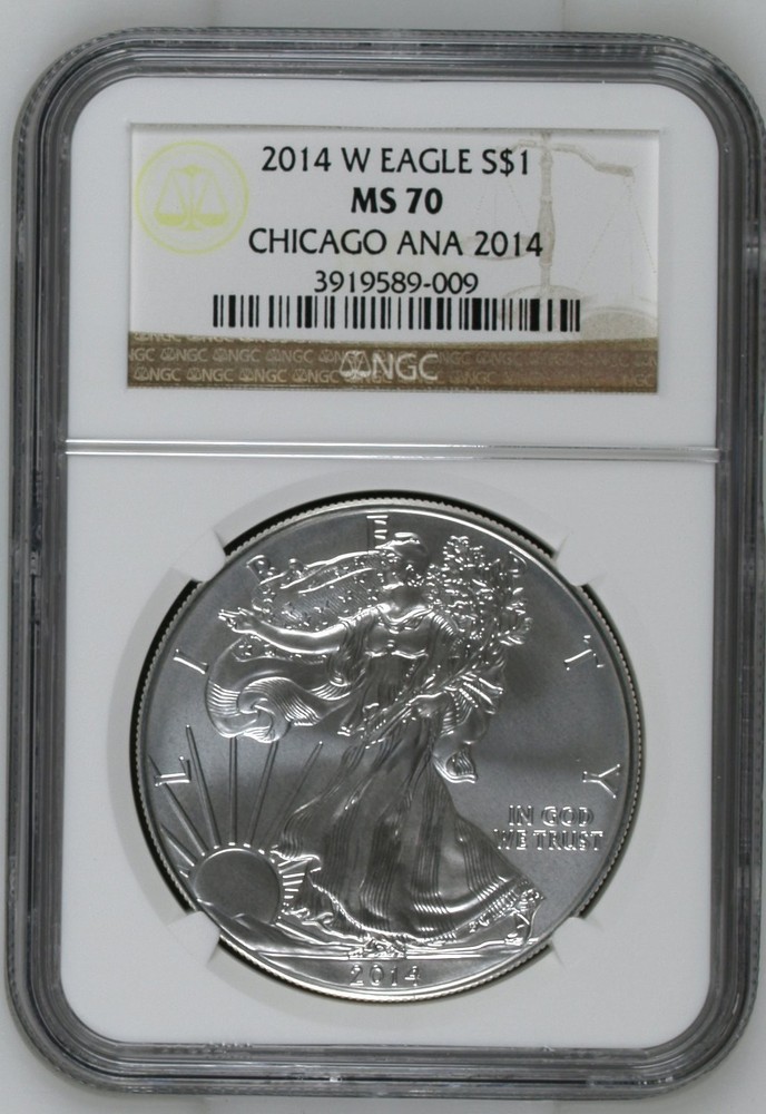 2014 Bullion Silver Eagles NGC MS-70 W BURNISHED SILVER EAGLE