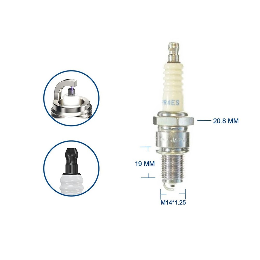 BPR4ES Spark Plug - BPR4ES SOLID Standard Spark Plug for Motorcycle Engines &...