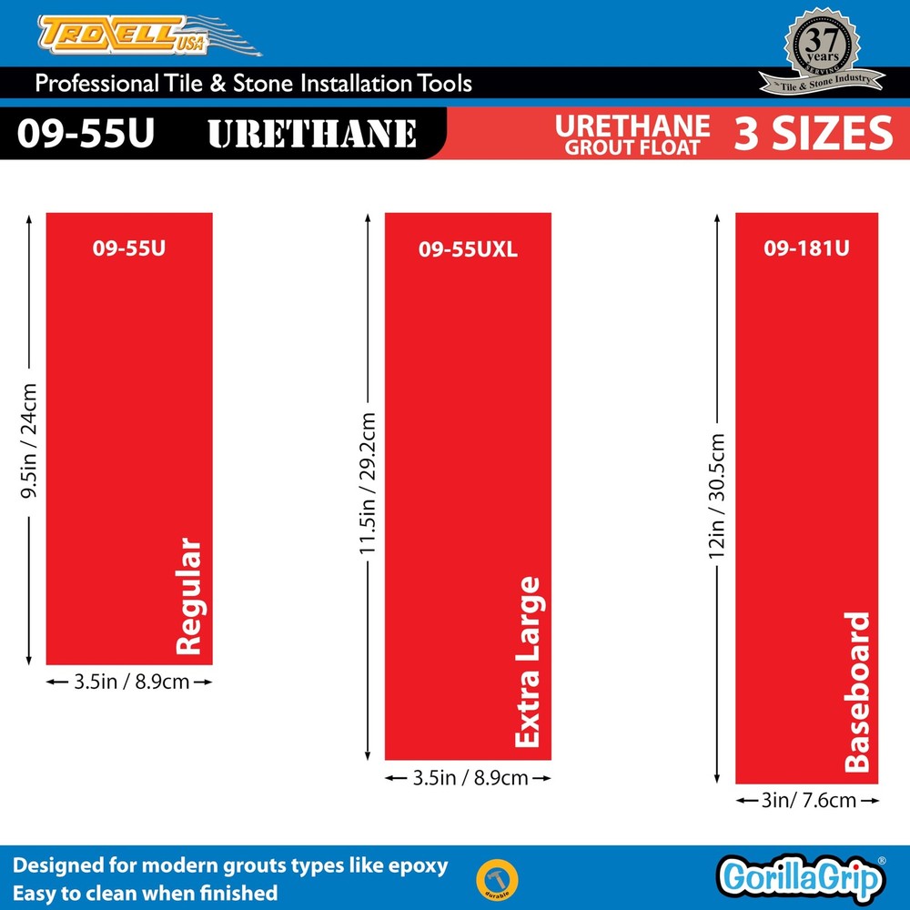 - 4" x 9" Urethane Grout Float with SoftGrip Handle
