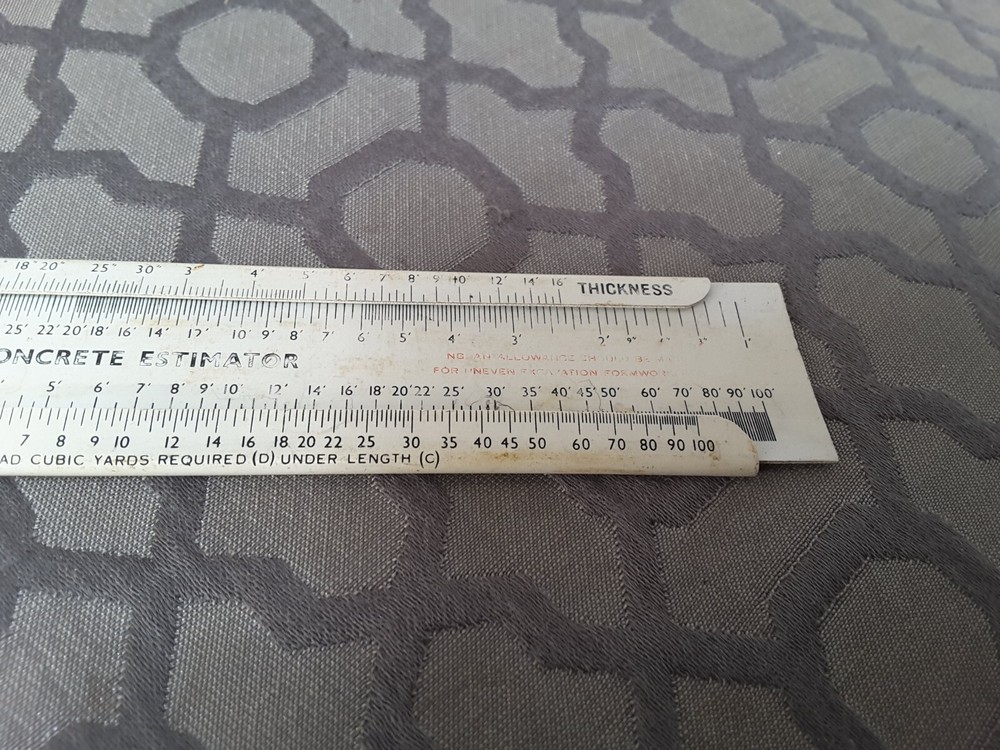 VINTAGE CONCRETE VOLUME SLIDE RULE