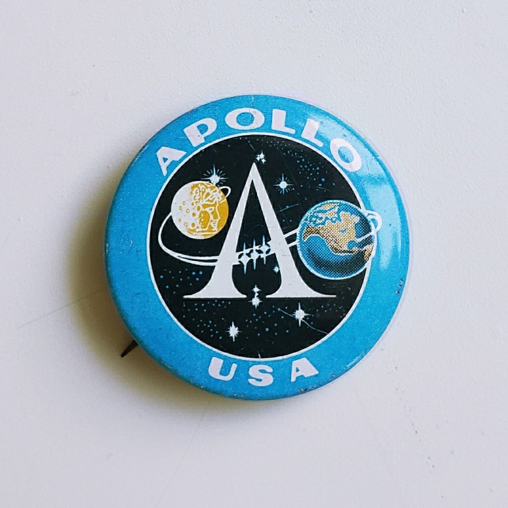 Apollo Program Logo / 1.2" Pinback Button, vintage, NASA