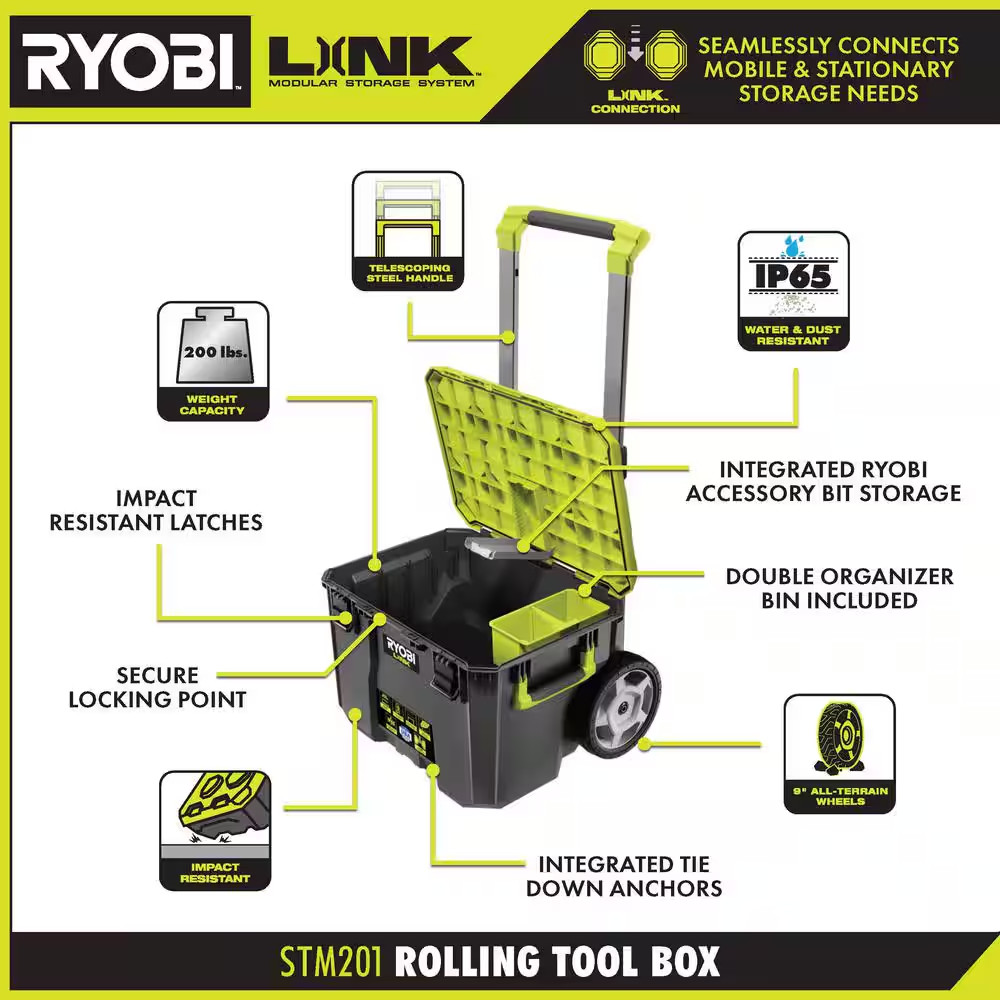 22.2 In. LINK Rolling Tool Box with LINK Medium Tool Box