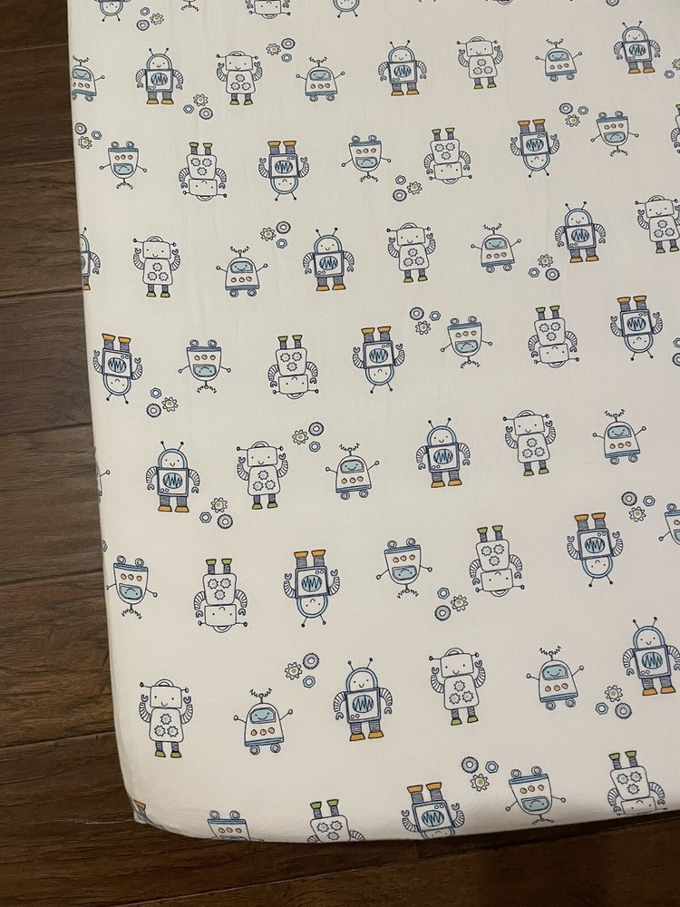 Cloud Island Robot Fitted Baby Crib Sheet