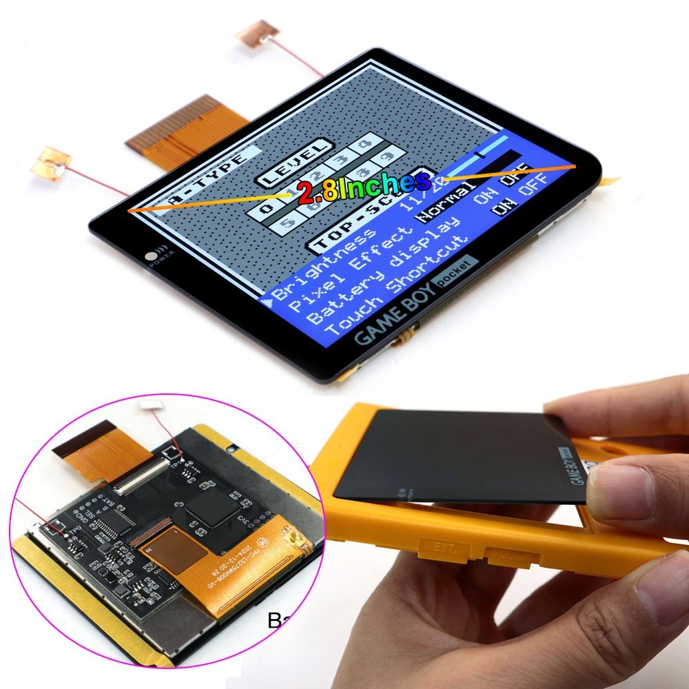 2.8" Gameboy Pocket Laminated IPS LCD 480x432 Integer Scaling Backlight KIT
