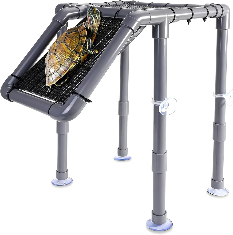 Large Standing Turtle Basking Platform with Ramp, 10.8" Width Turtles Docks Aqua