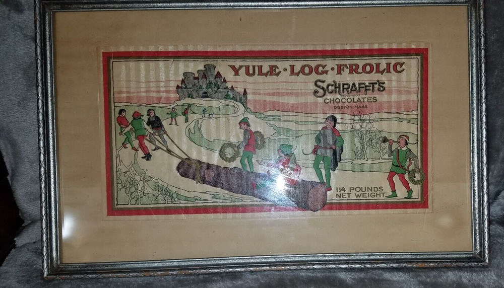 Yule - Log - Frolic Schraffts Chocolates Framed Box Top