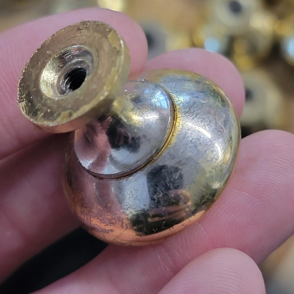 Reclaimed Polished Brass Knob Pull Drawer Handle 1" 1 single