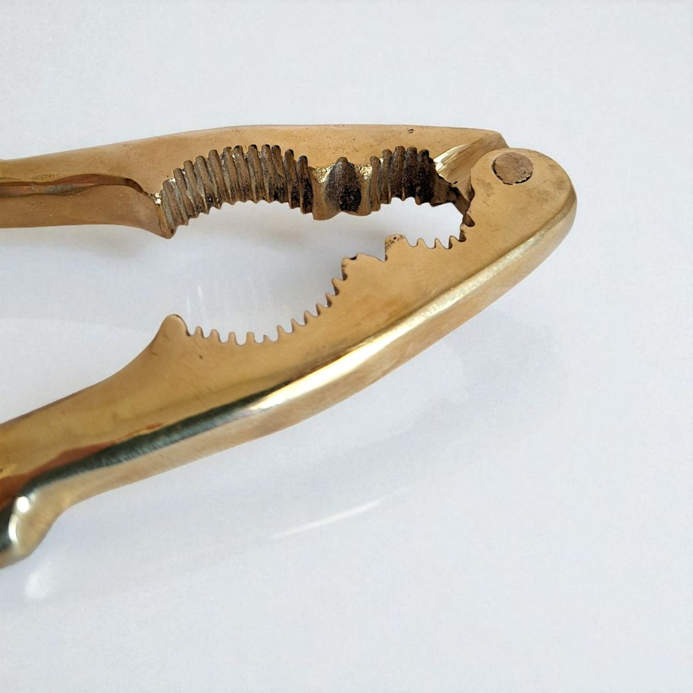 Vintage Solid Brass Nutcracker 16cm Gold Kitchen Tool Collectible Gift