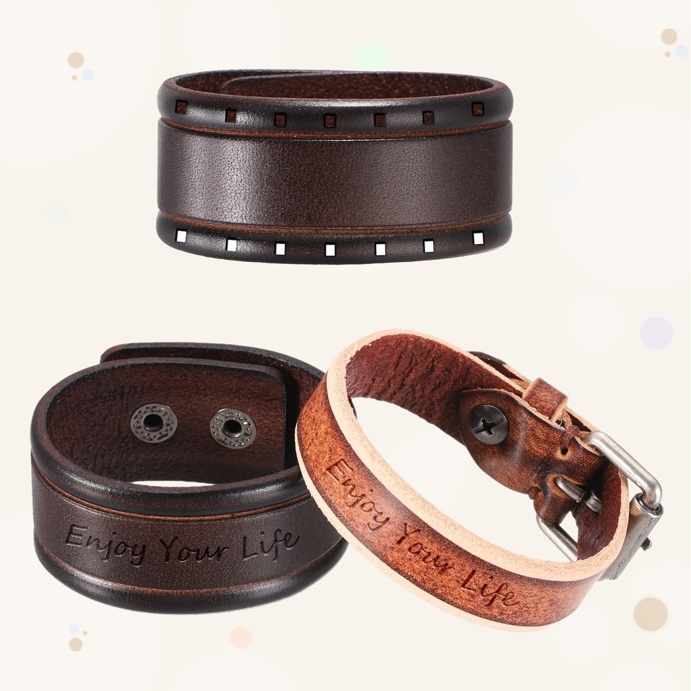 Plain Leather Bracelets Buckle Bangle,Black Rivets Bracelets