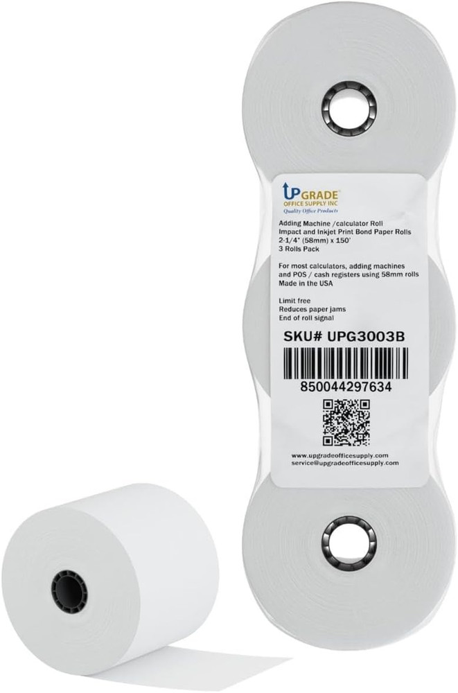 Upgrade Office Supply UPG3003B Adding Machine/Calculator Tape Rolls, 2-1/4” X 15